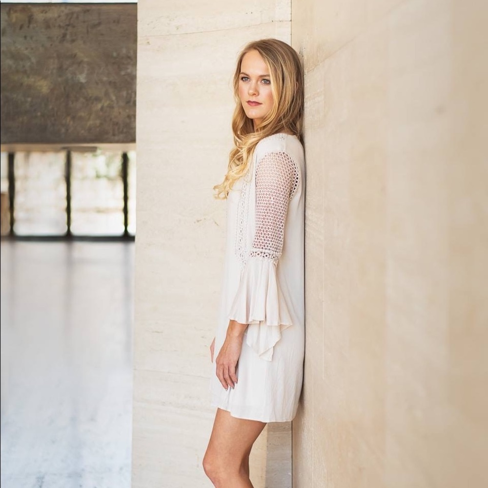 Beautiful Bell sleeve creme  dress
